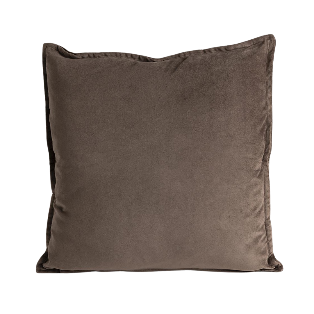Vester Square Cushion - Warm Brown Velvet - Piping Edge - 50 x 50cm