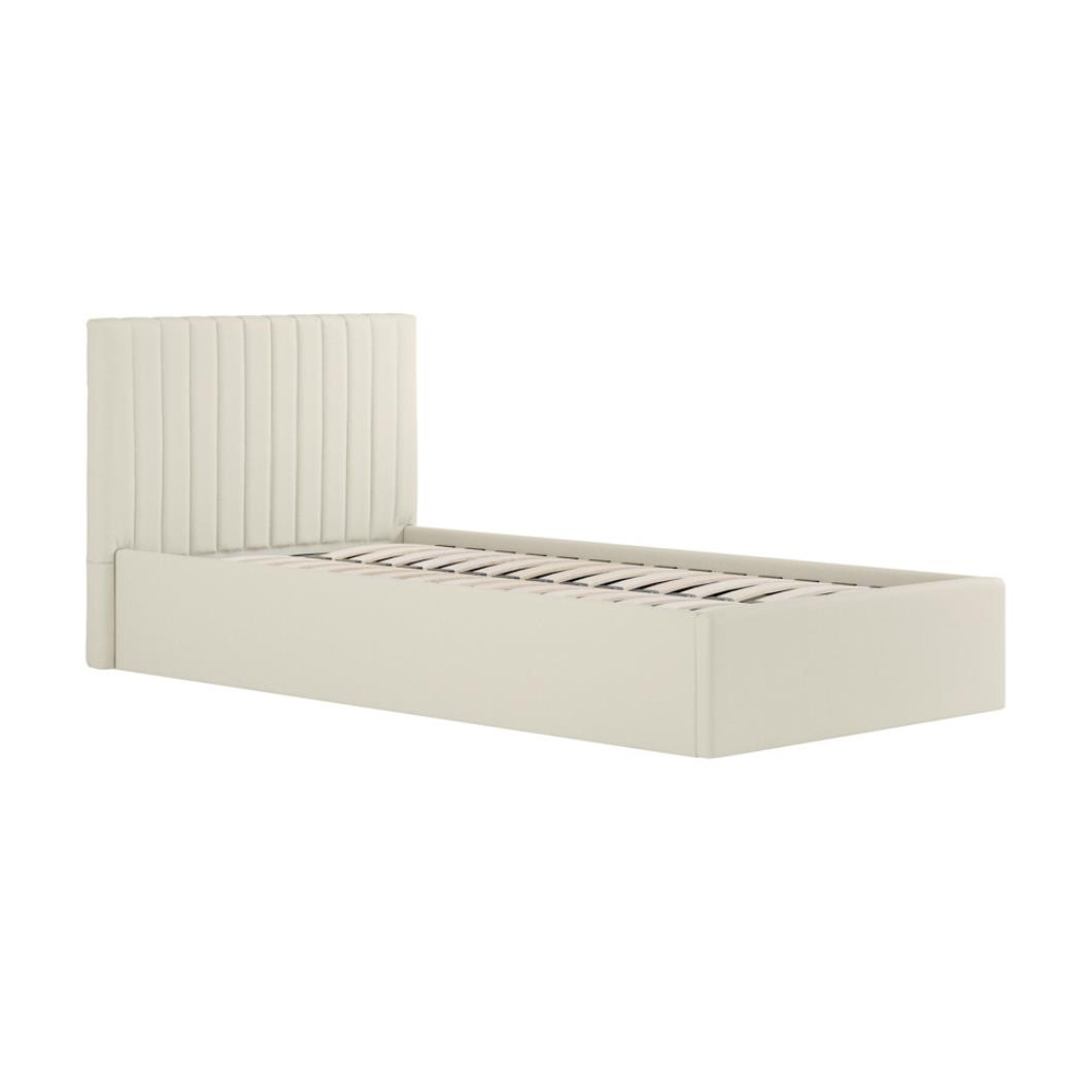 Luna Ottoman Storage Single Bed - Soft Milk Velvet Upholstered Frame