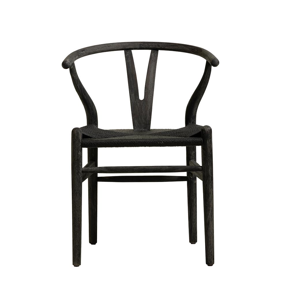Mid-Century Scandi Dining Chair - Ashy Ink Oak Frame - Black Seat
