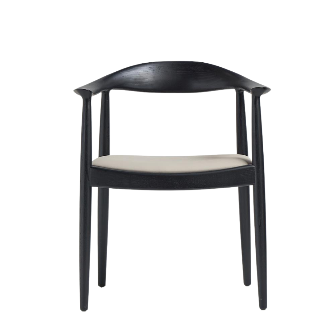 Kenny Dining Chair - Grey PU Leather Seat - Black Curved Frame