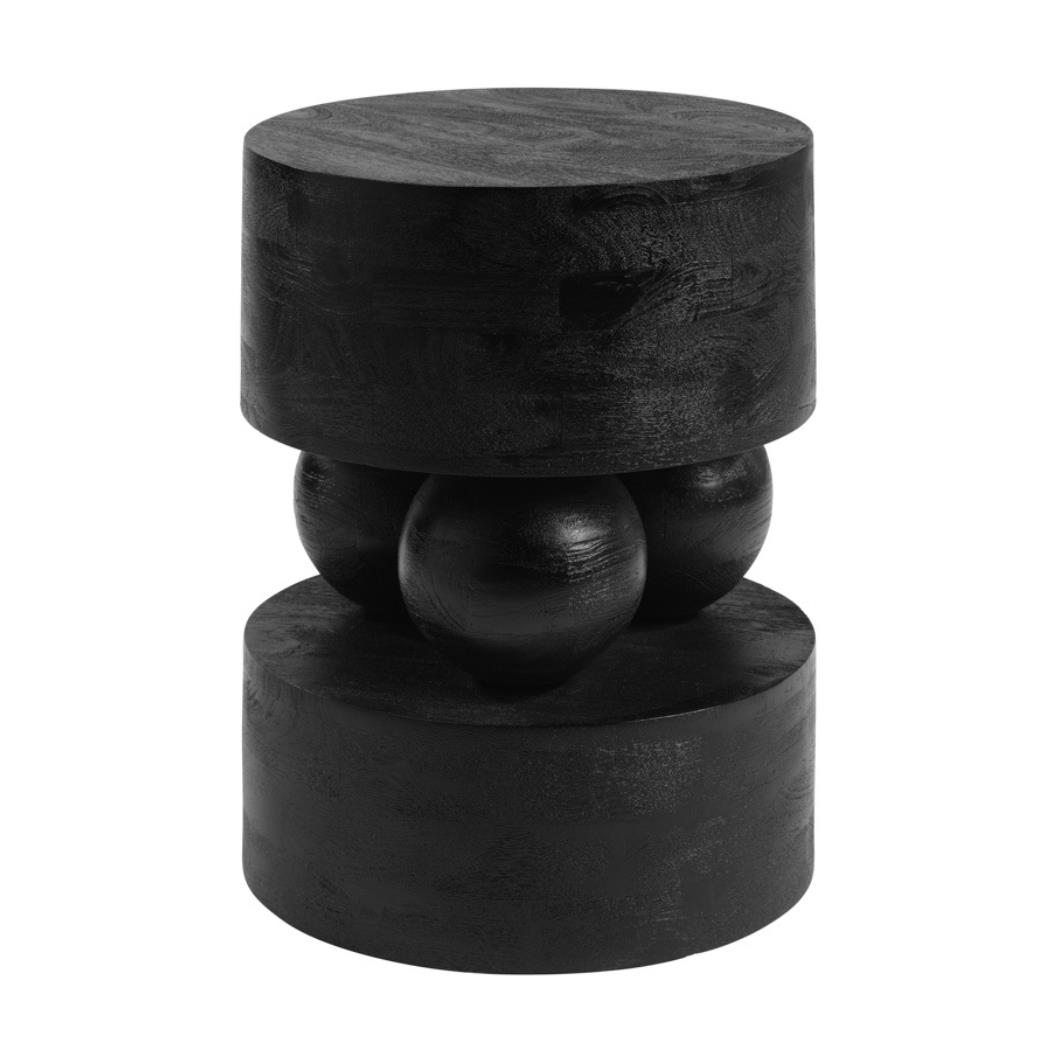 OTI Sachi Side Table - Black Mango Wood - Sculptural Stacked Base