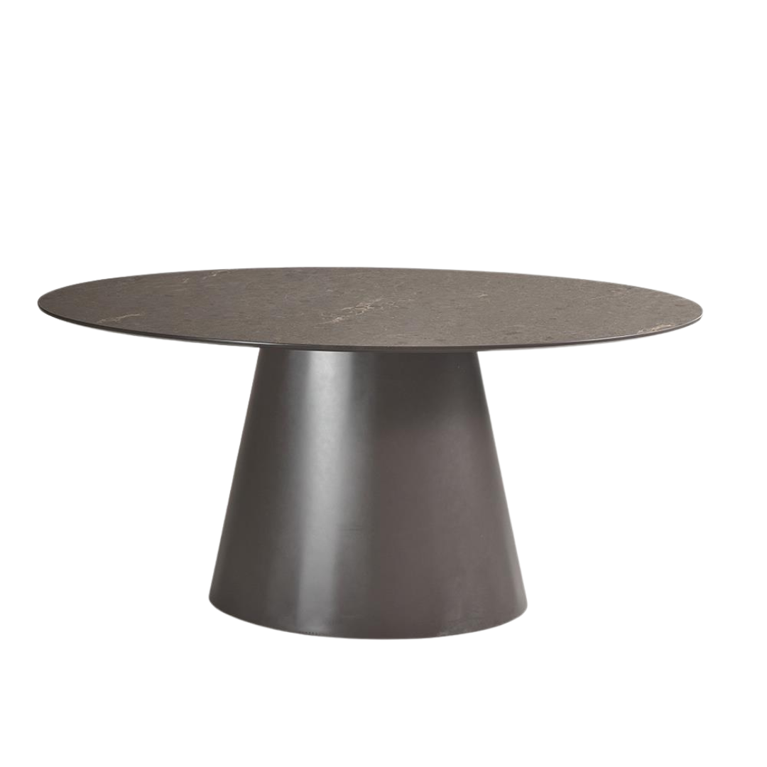 Morand Dining Table - Oval Dark Marble Effect - 160 x 90 x 76cm