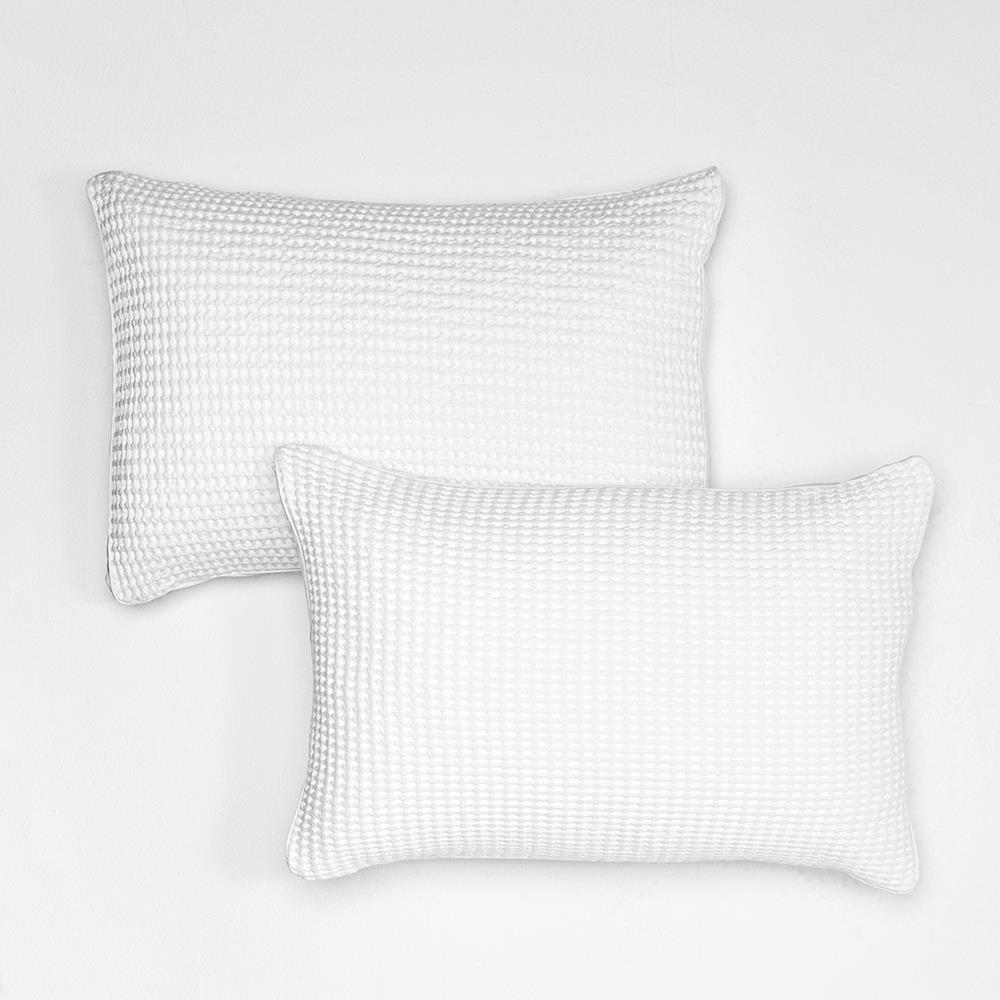 Pair of Pillowcases - White - Cotton Waffle Design - 50 x 75cm