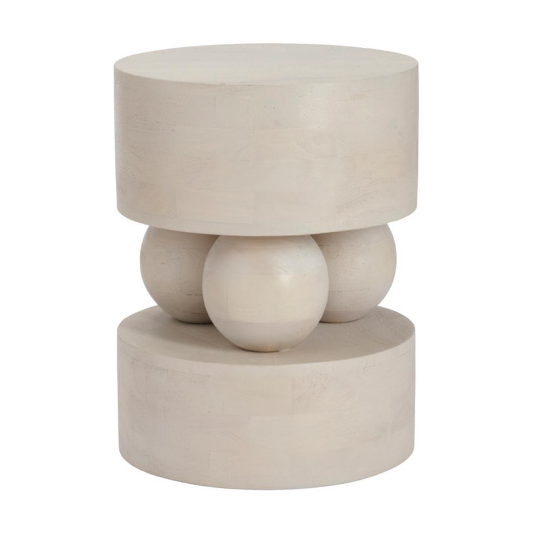 OTI Sachi Side Table - White Oak Mango Wood - Sculptural Stacked Base