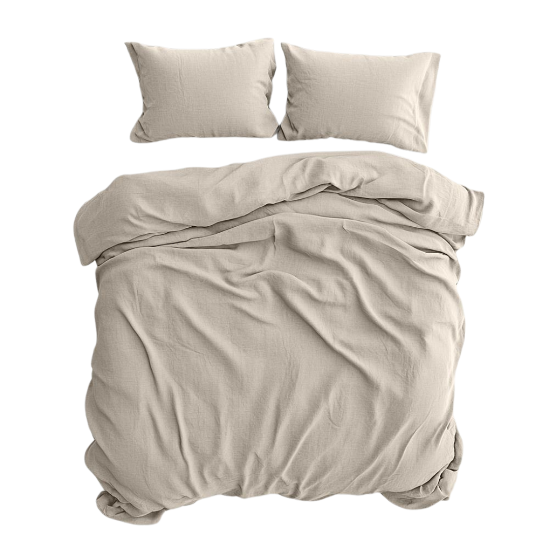 Duvet Cover & Pillowcase Set - Natural Stone - Washed Cotton - King