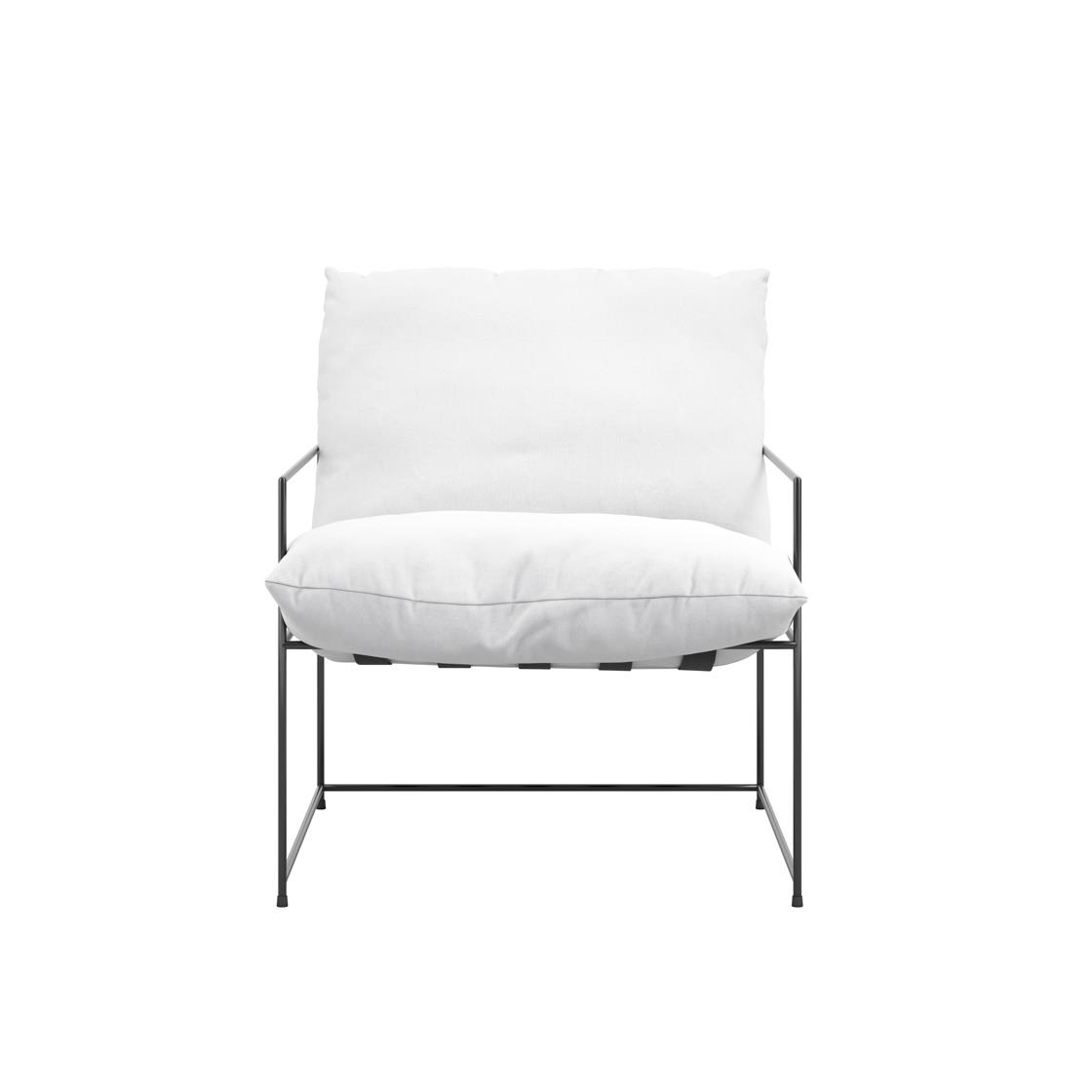 Parker Accent Chair - White Fabric Cushion Seat - Black Metal Frame