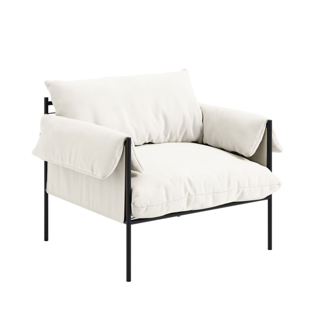 Onyx Armchair - White Fabric Seat - Matte Black Frame