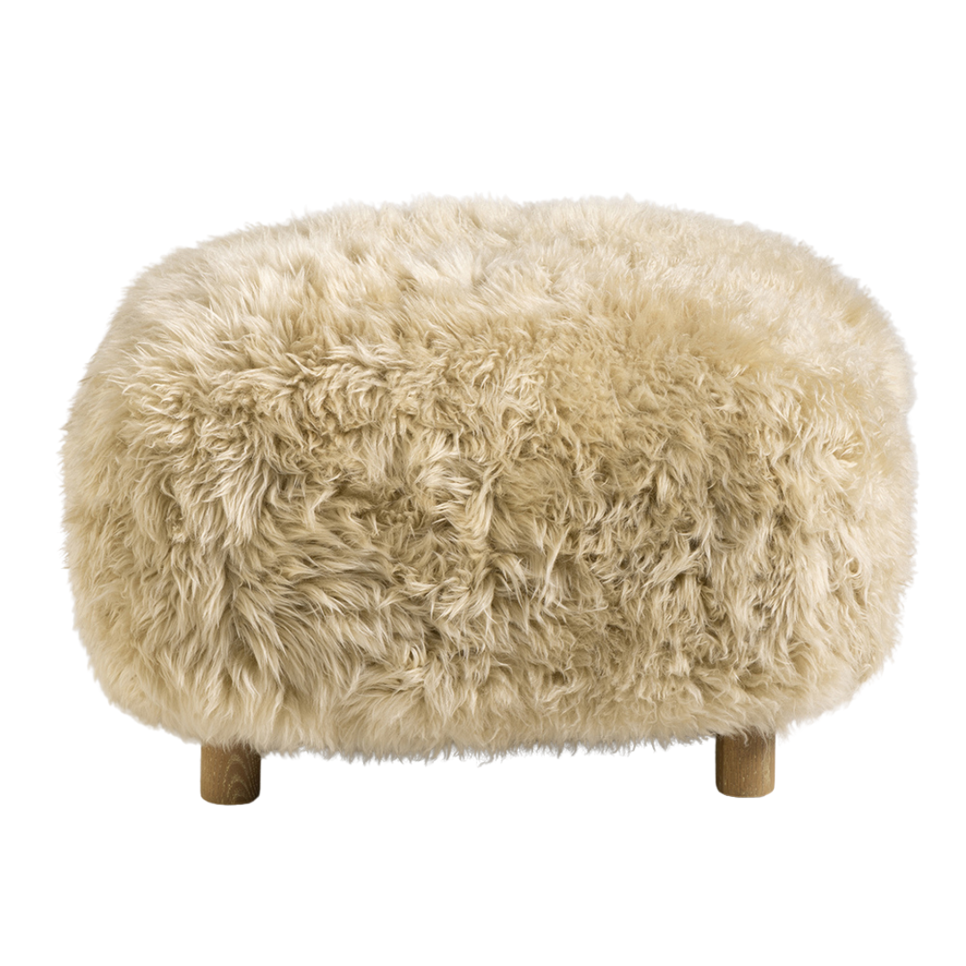 Eskimo Footstool - Real Sheepskin Fur - Natural