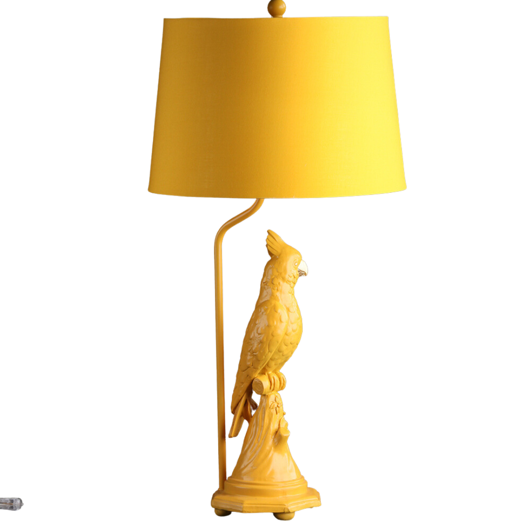 Parrot Table Lamp - Metallic Light Shade - Yellow Resin Base - 76cm
