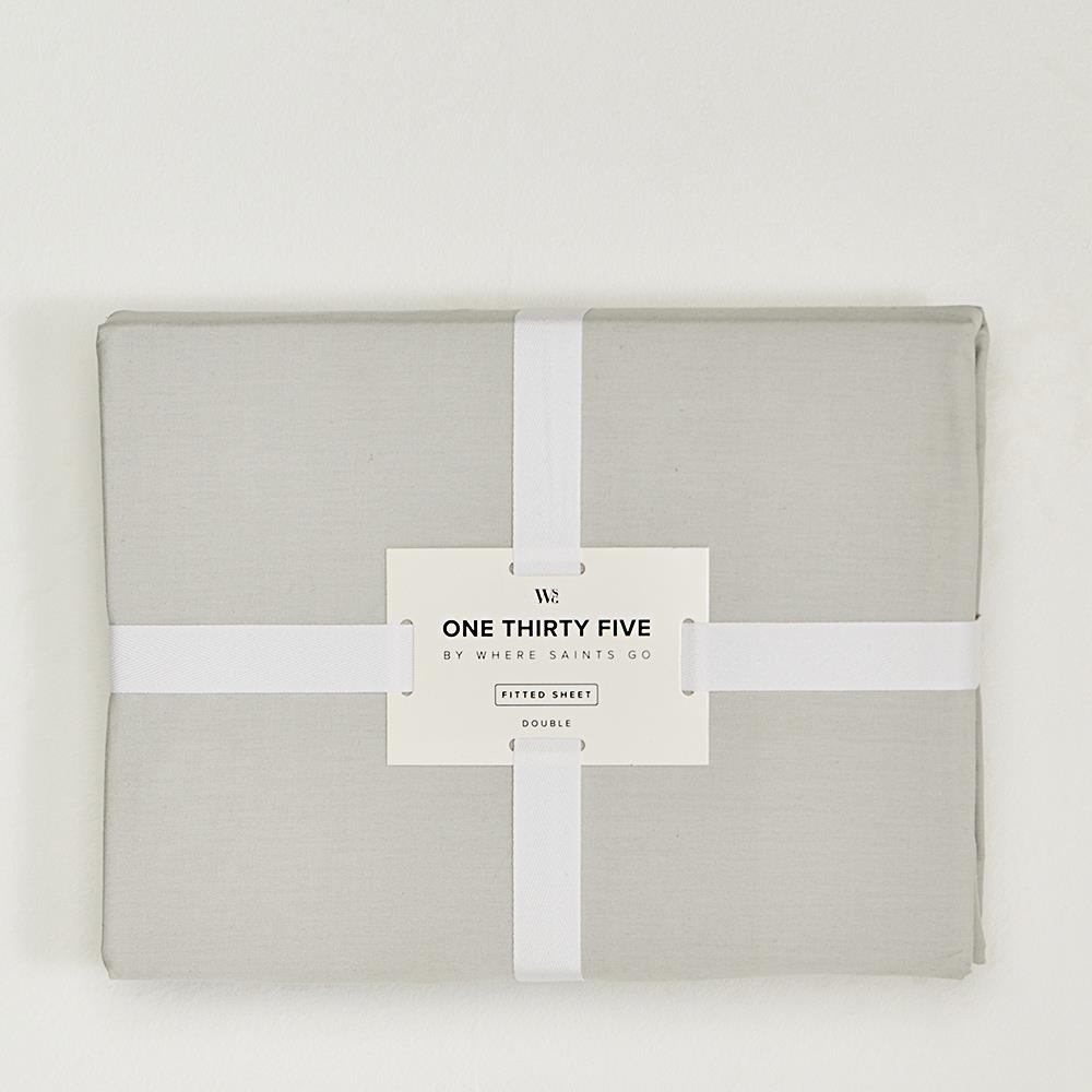 One Thirty Five - Fitted Bed Sheet - 200 TC Cotton - Double - Light Grey