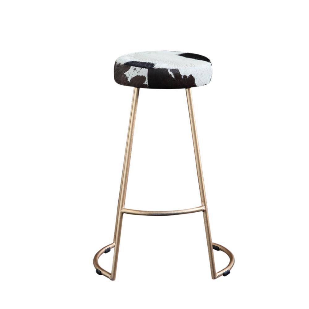 Upholstery Seat Gold Metal Legs Base 67cm, Black And White Cowhide Bar Stools
