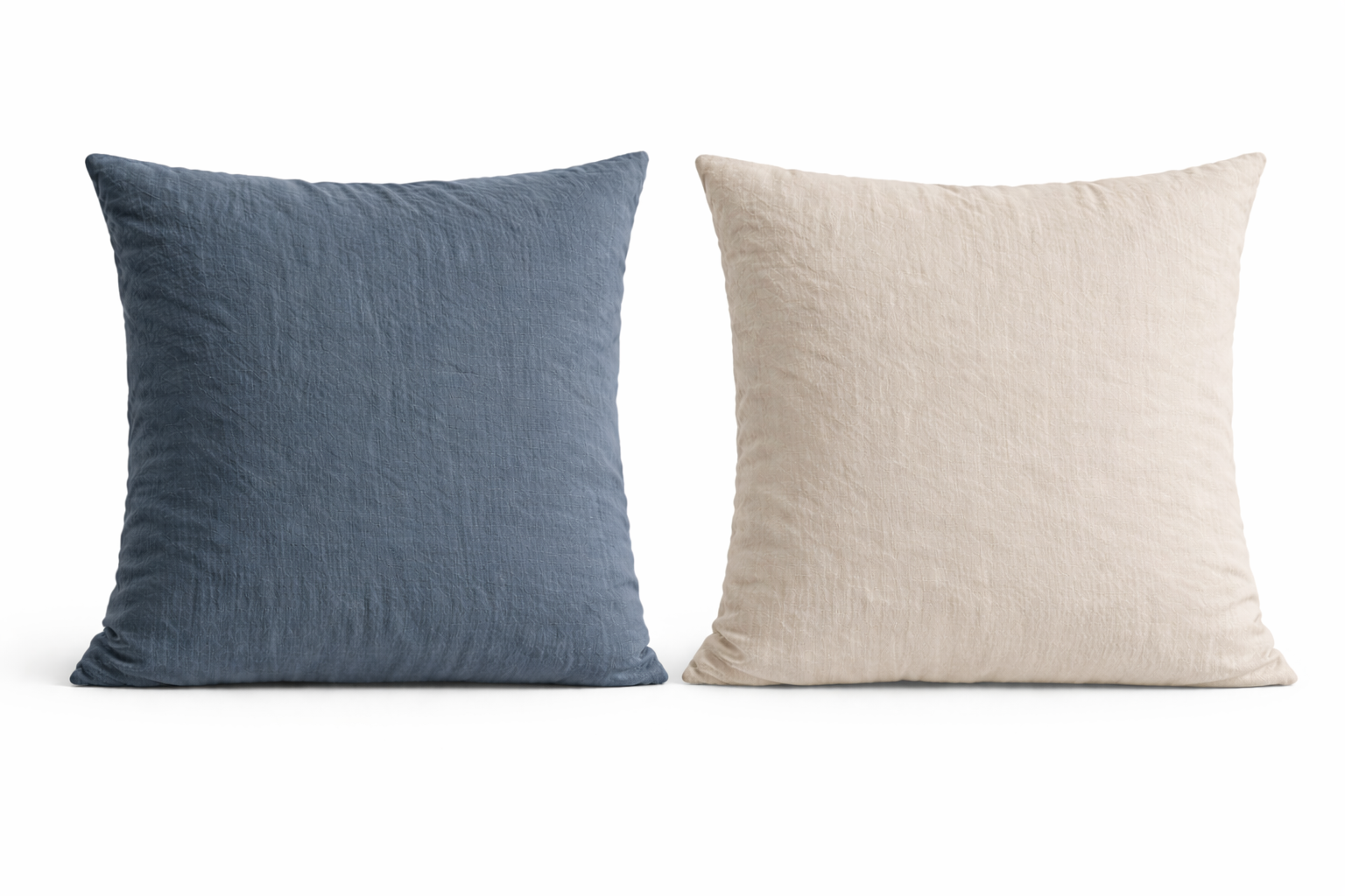 Square Pillowcase - Denim Blue Muslin Cotton - 60 x 60cm