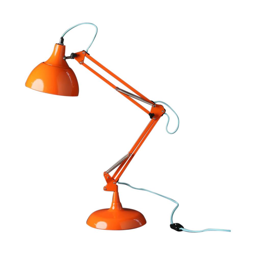 Freya Desk Lamp - Orange Adjustable Traditional Style - Blue Fabric Flex - 75cm