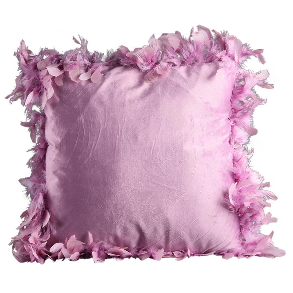 Elton Cushion - Purple Velvet - Feather Edged Design - 45 x 45cm