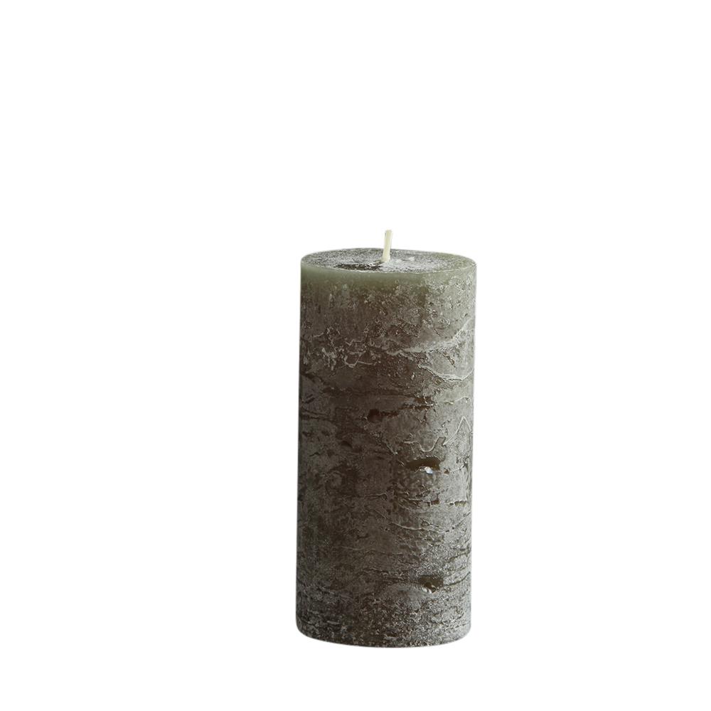 Rustic Pilar Candle - 15cm - 60 Hours Burn Time - Olive Green