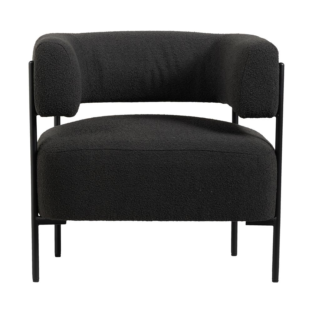 Cheam Occasional Armchair - Charcoal Boucle Seat - Black Curved Metal Frame