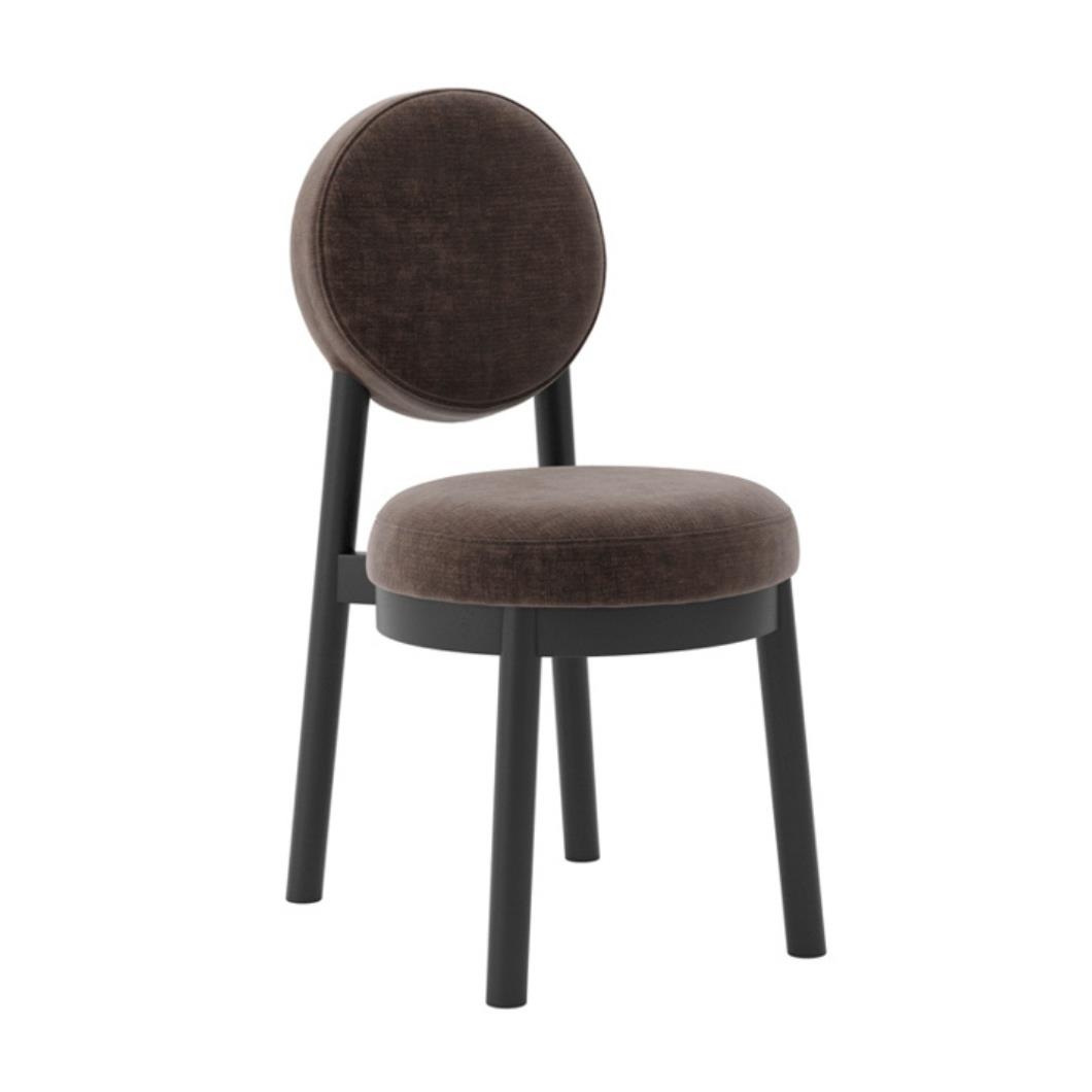 OTI Maru Dining Chair - Treacle Brown Seat Padded Round Seat - Dark Frame