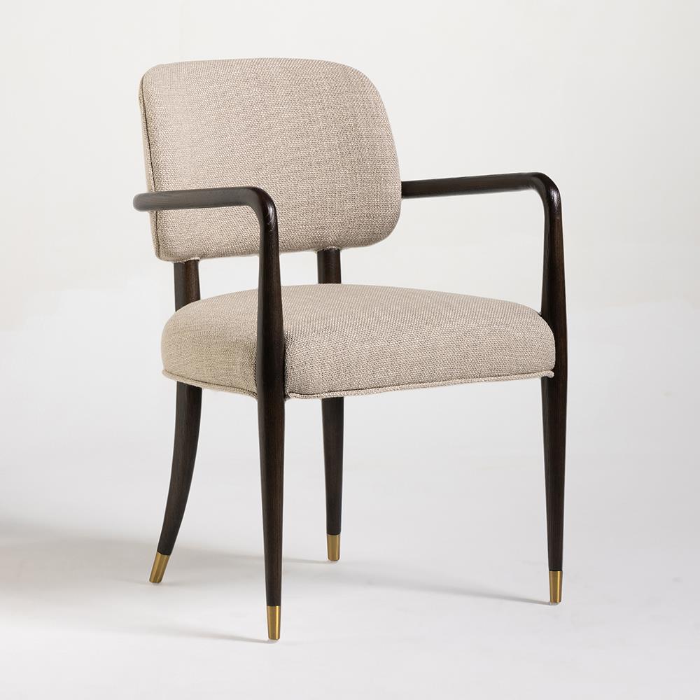Granada Armchair Light Monica Linen Fabric Seat Solid Dark Oak Frame