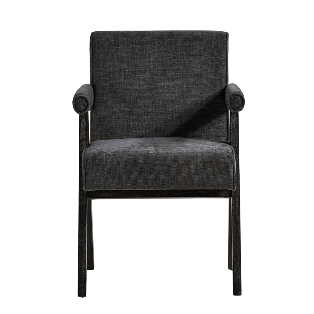 Adagio Dining Chair - Grey Upholstery Fabric - Brushed Black Oak Frame