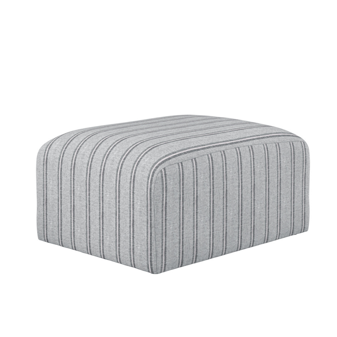Vera Curved Pouffe - Think Striped Cotton-Blend Fabric Seat