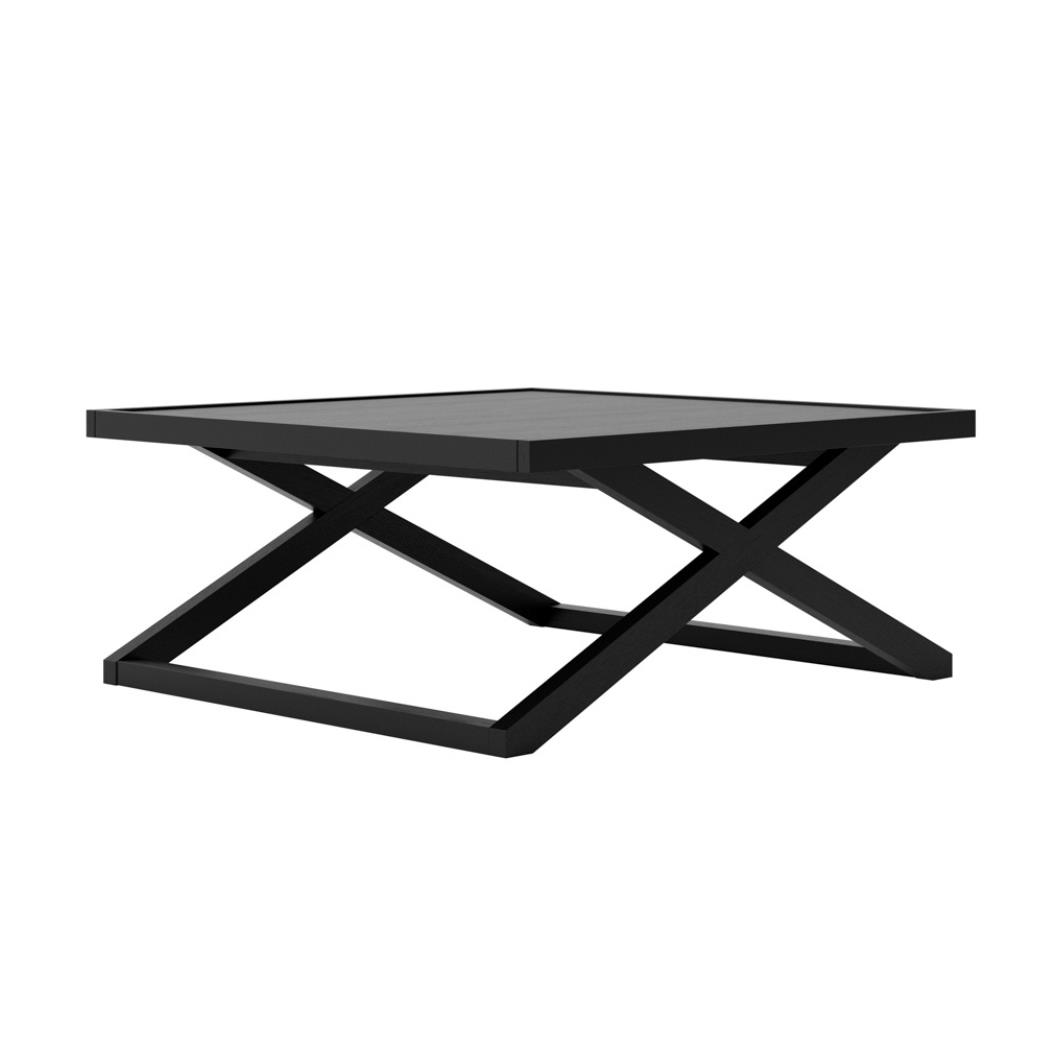 Saga Coffee Table - Square Black Natural Wood - 40.5 x 90cm