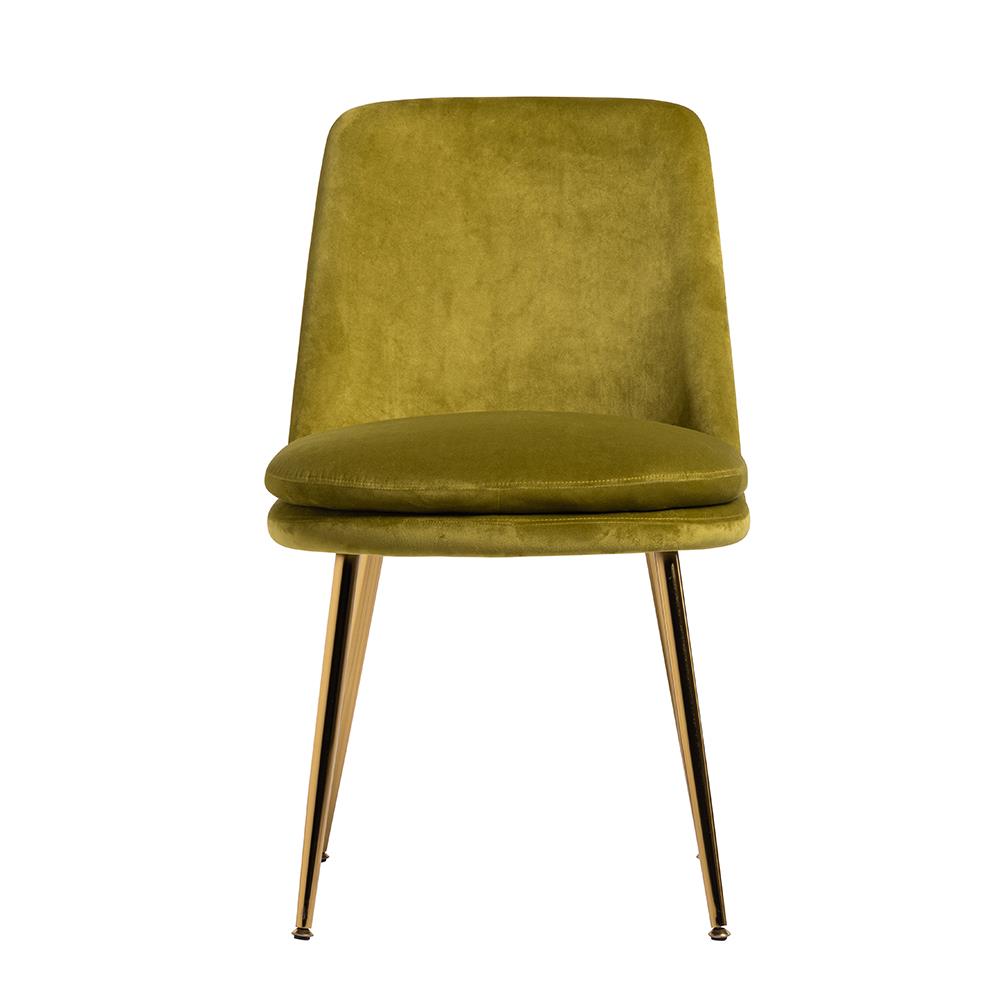 Chelsea Dining Chair - Lime Velvet Fabric Seat - Gold Legs