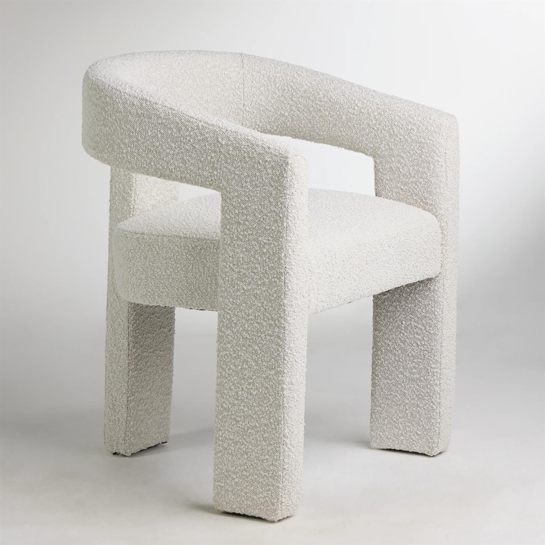 Delmar Armchair - Natural Boucle Accent Chair - Three Legged Upholstered Frame