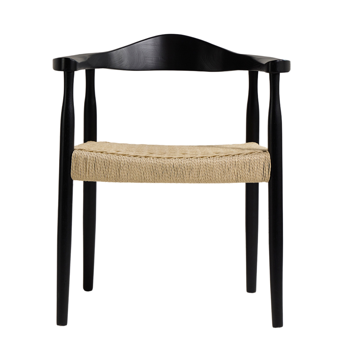 Horatio Dining Chair - Natural Paper Coil Seat - Black Frame