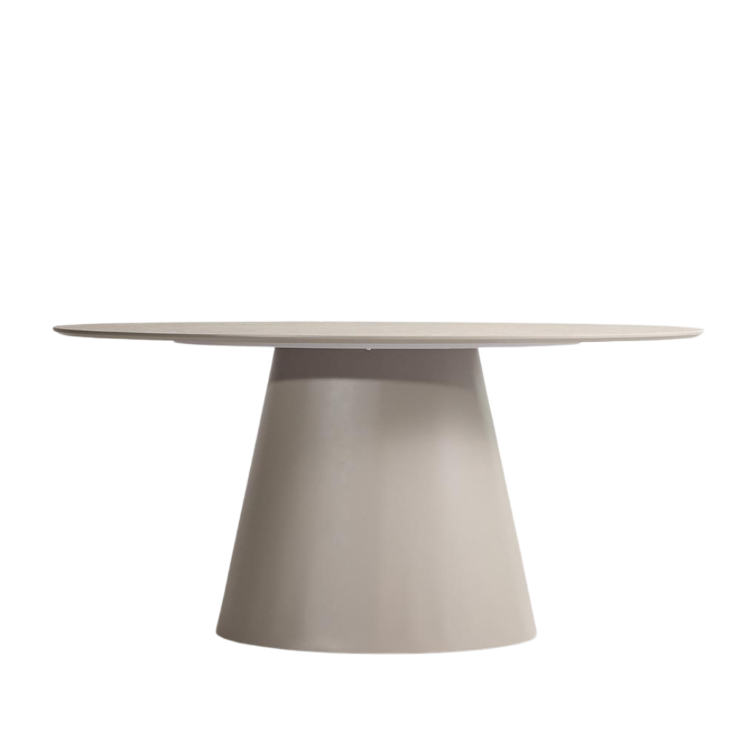 Morand Dining Table - Oval Grey Marble Effect - 160 x 90 x 76cm