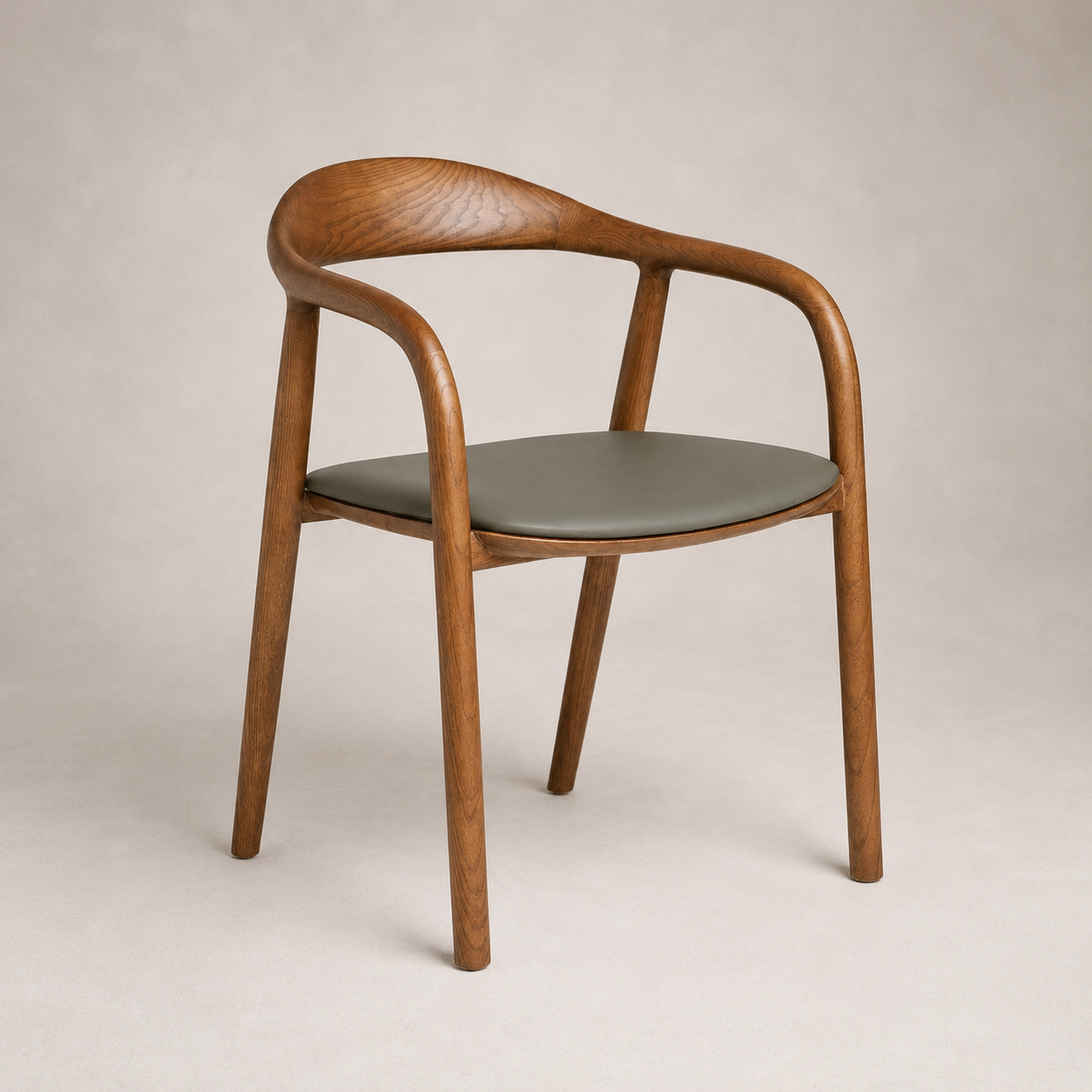 Copenhagen Dining Chair - Olive Grey Faux Leather Seat Pad - Walnut Ash Frame