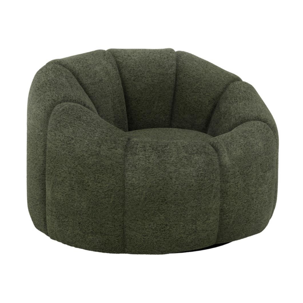 Morrissey Accent Chair - Basil Green Boucle Cushion Seat - Swivel Curve Frame