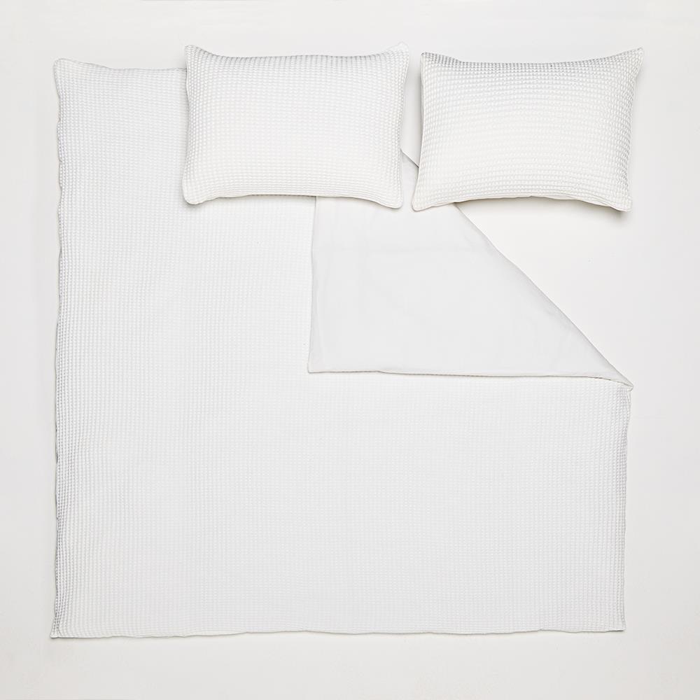 One Thirty Five - Super King Duvet Cover and Pillowcase Set - Waffle Cotton - White