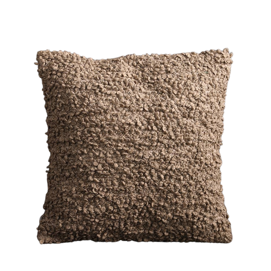Layla Cushion Taupe Brown Boucle - Purity Cotton - 45 x 45cm