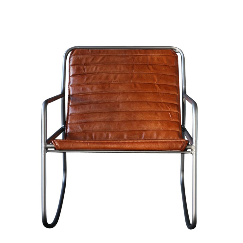 Rocker Chair - Real Leather Tan Seat - Nickel Frame