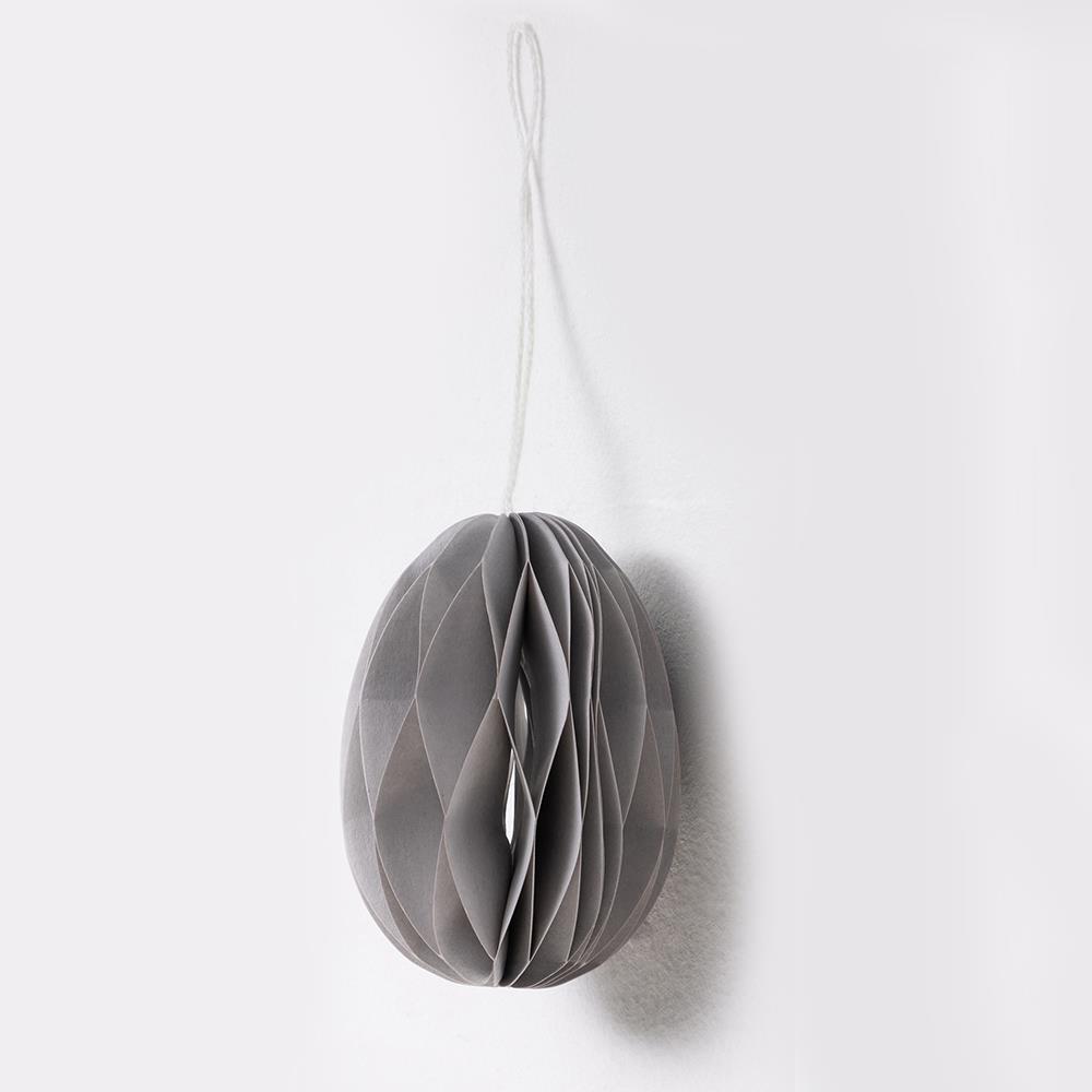Traditional Nordic Christmas Bauble - Grey Egg - Paper Decoration - Pack Of 10
