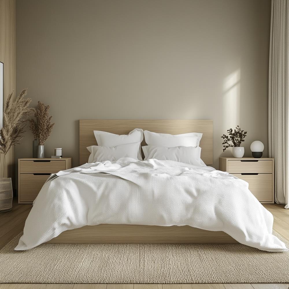 White Waffle Cotton Bedspread - 2.5 x 2.6m Bed Runner
