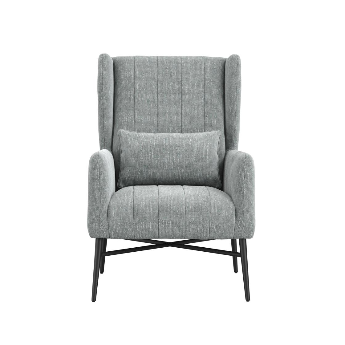 Jude Armchair - Grey Seaform Fabric Seat - Black Metal Frame