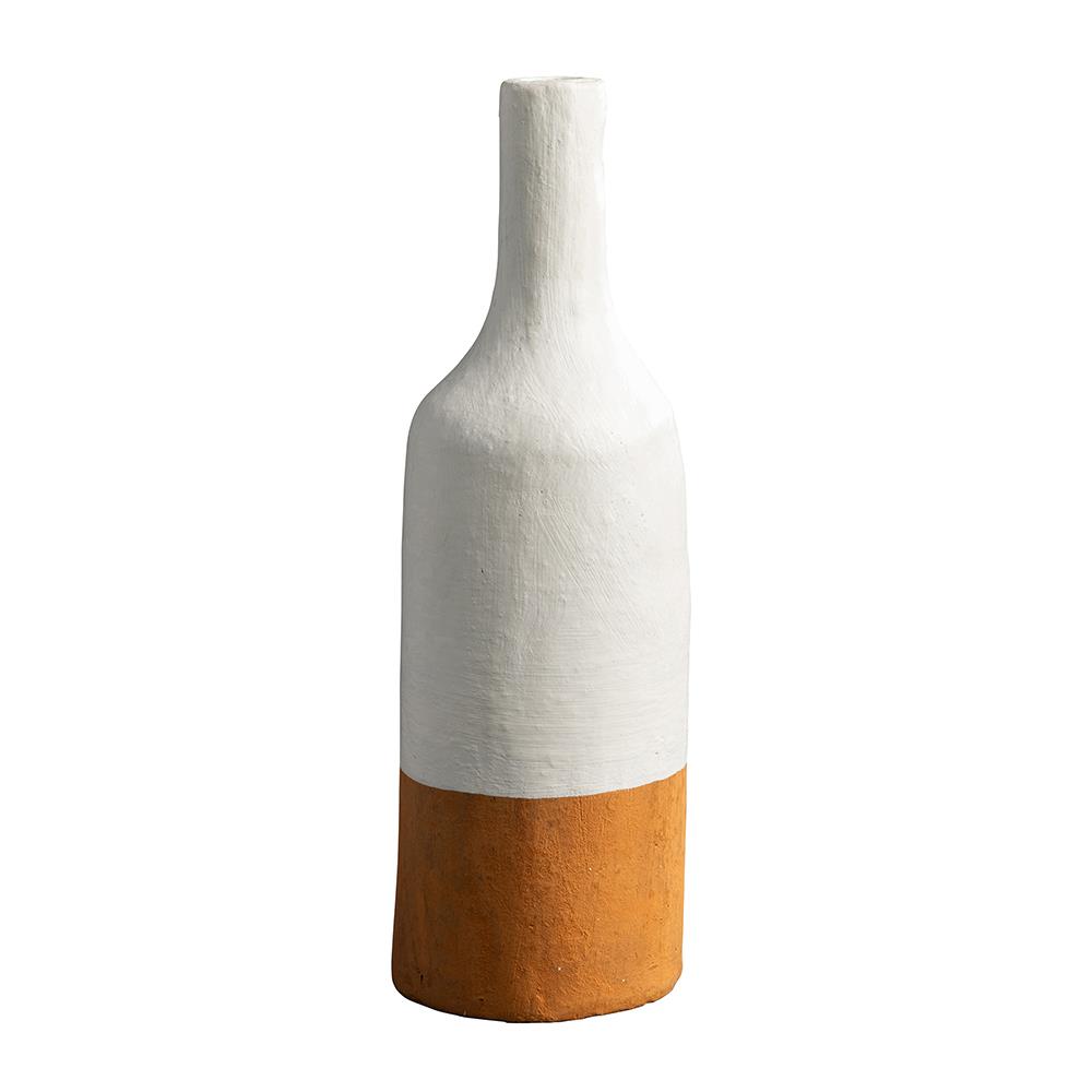 Hyacinth Vase - White Terracotta Stone Effect Bottle - 29cm