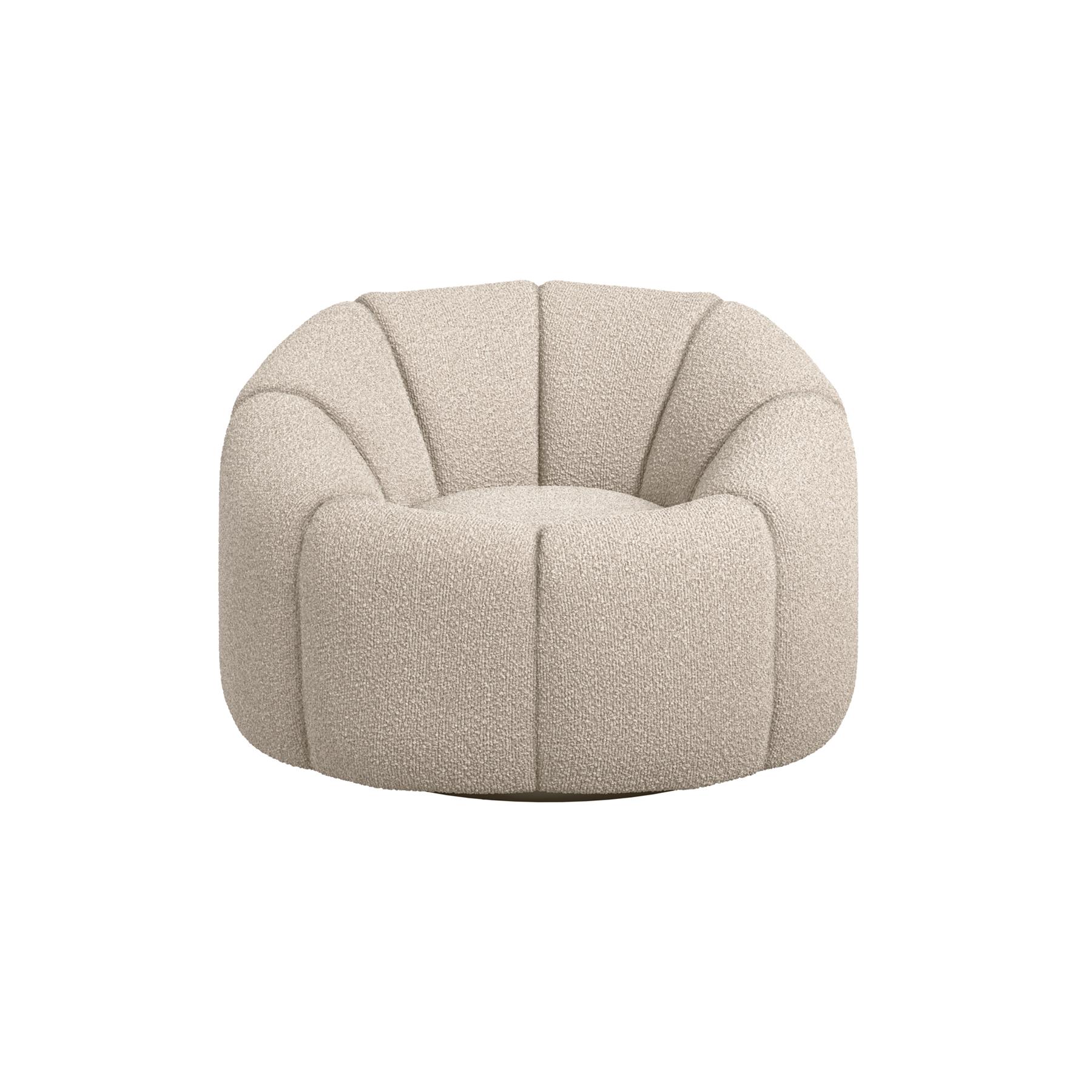 Morrissey Accent Chair - Buff Boucle Cushion Seat - Swivel Curve Frame