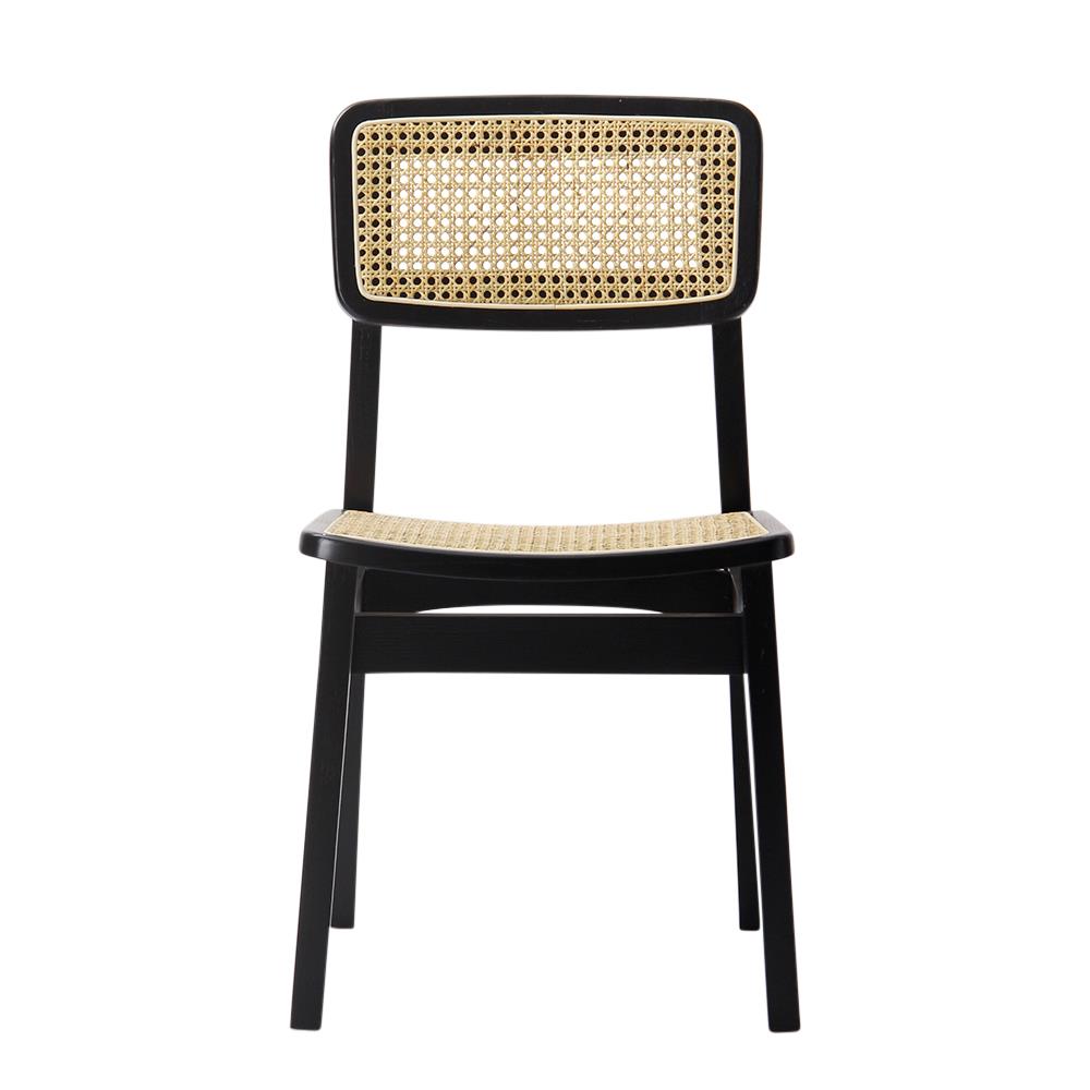 Katrina C Dining Chair - Natural Rattan Seat - Black Frame