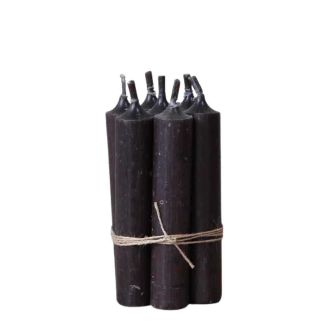 Rustic Dinner Candle - 11cm - 4.5 Hours Burn Time - Black - 5 Pack