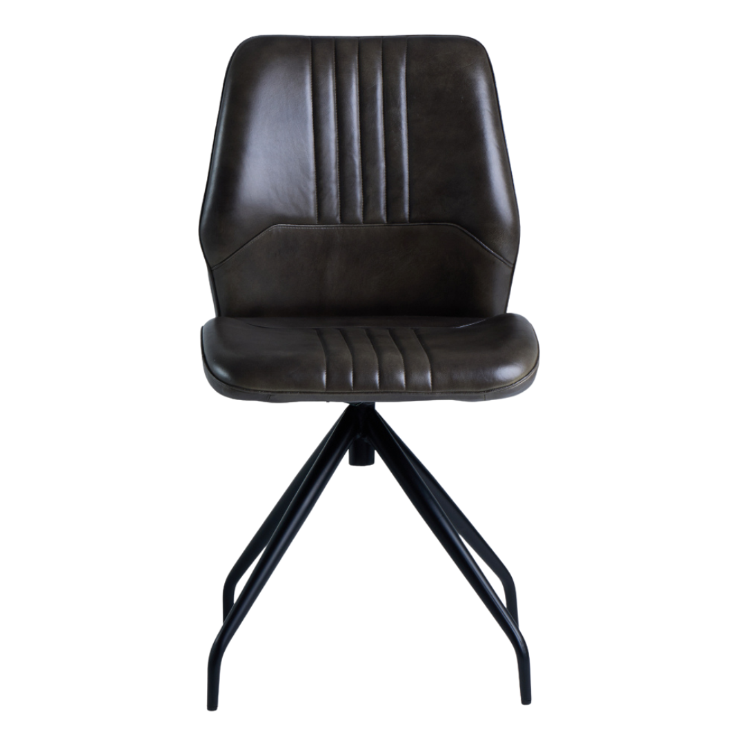 Civic Office Chair - Grey Leather Seat - Black Base