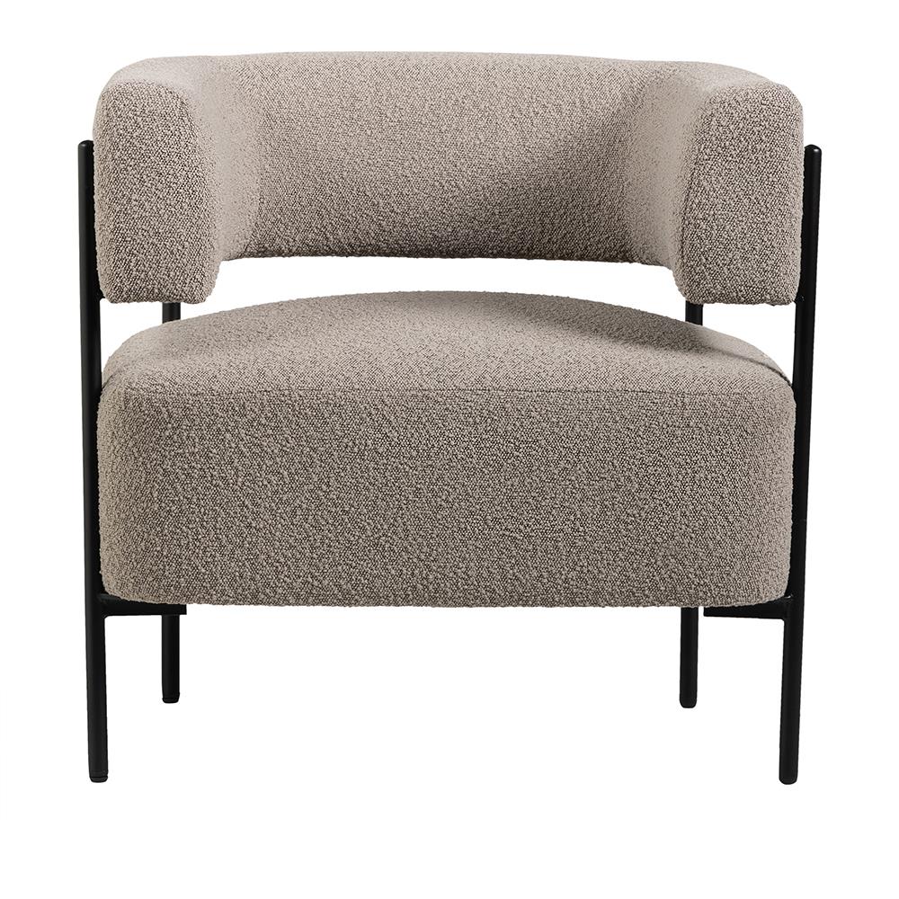 Cheam Occasional Armchair - Greige Boucle Seat - Black Curved Metal Frame