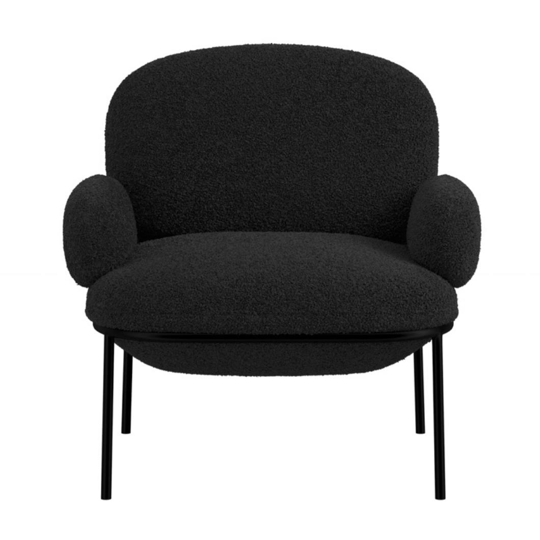 Osca Accent Chair - Black Sherpa Fabric Seat - Black Metal Frame
