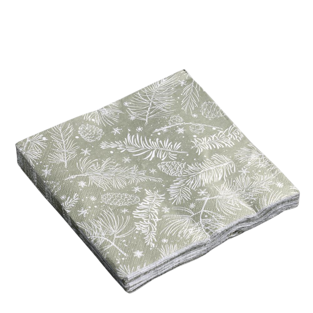 Paper Napkin's - Christmas Pine Cones Design - 20 Pack