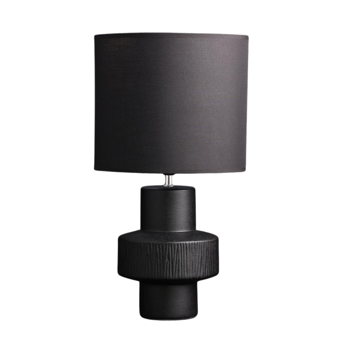 Xandra Table Lamp - Black Light Shade - Ceramic Base - 55cm