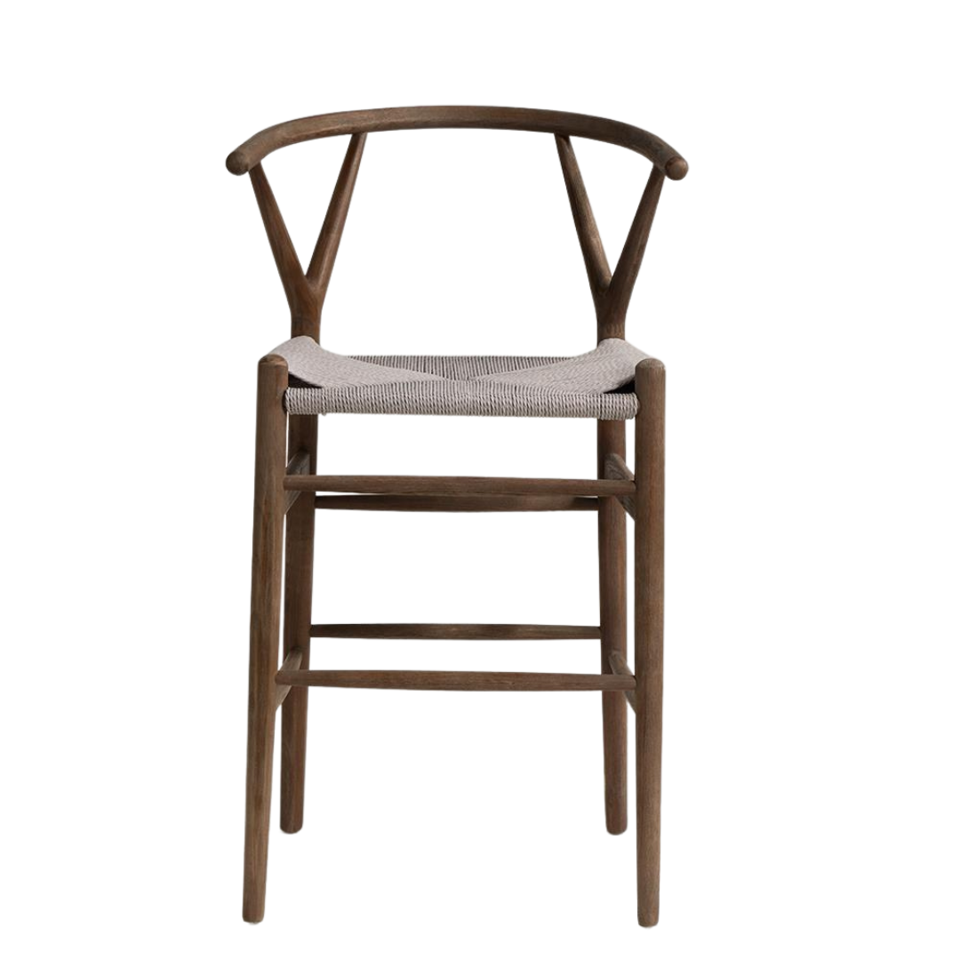 Wish Mid-Century Bar Stool - Grey Dust Ash Frame - Grey Seat - 66cm