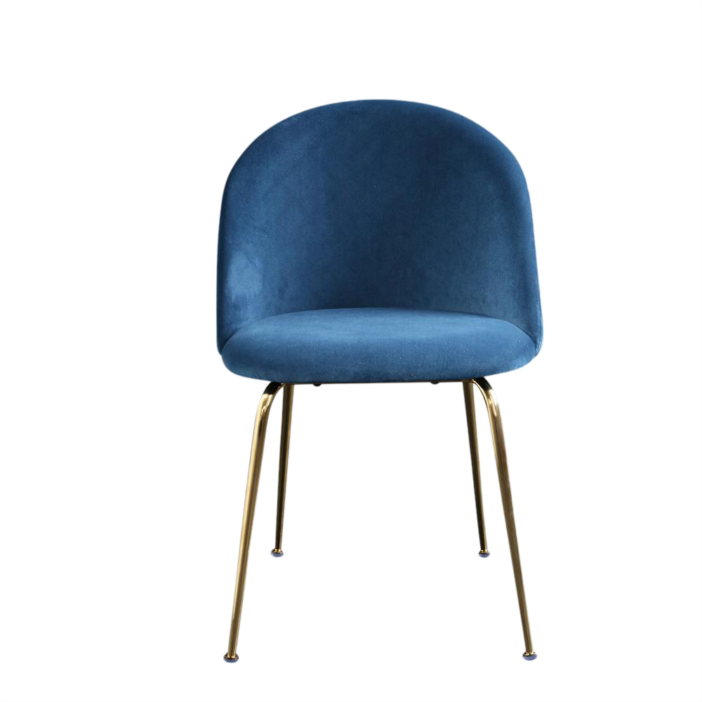 Albany Dining Chair - Velvet Blue Seat - Dull Gold Metal Legs