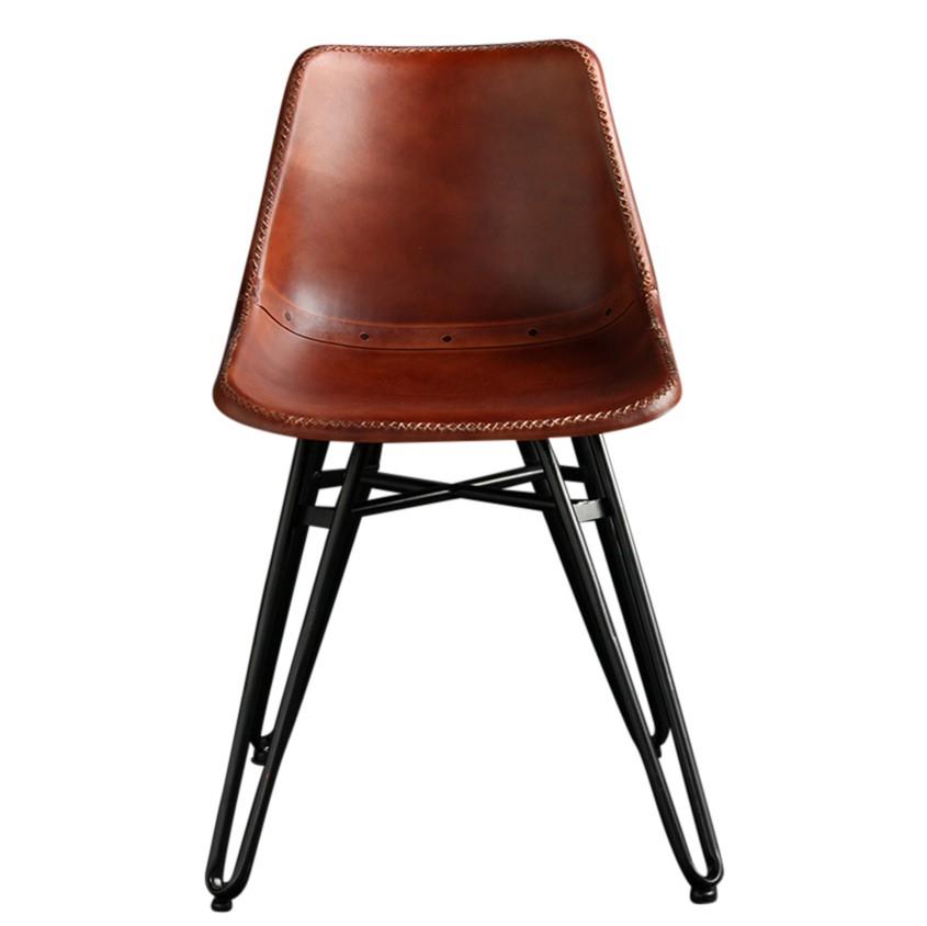 Hairpin Dining Chair Brown Plain Seat, Black Hairpin Dining Chairs