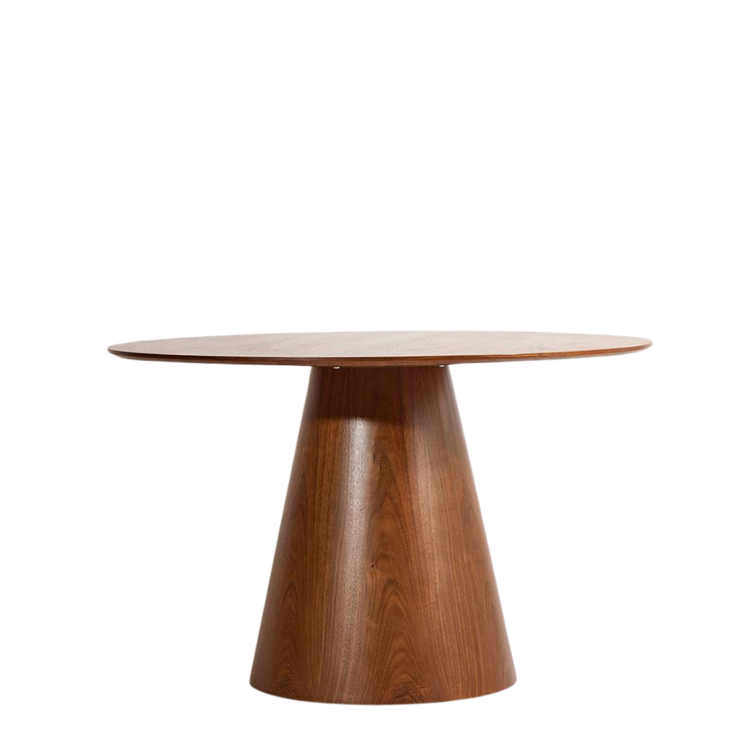 Hansen Pedestal Dining Table - Brown Wood Effect Round Top - 120cm x 75cm